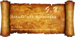 Istvánfi Nikoletta névjegykártya