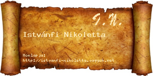 Istvánfi Nikoletta névjegykártya